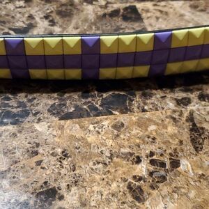 1.5 inch pyramid studded belt - yellow and purple